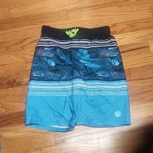 Blue Striped Swim Shorts, 10/12, EUC